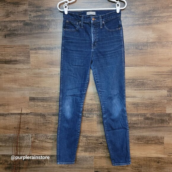 Madewell Jeans 27 Skinny 10" High Rise Dark Wash Tummy Control Stretch Denim - Picture 1 of 12